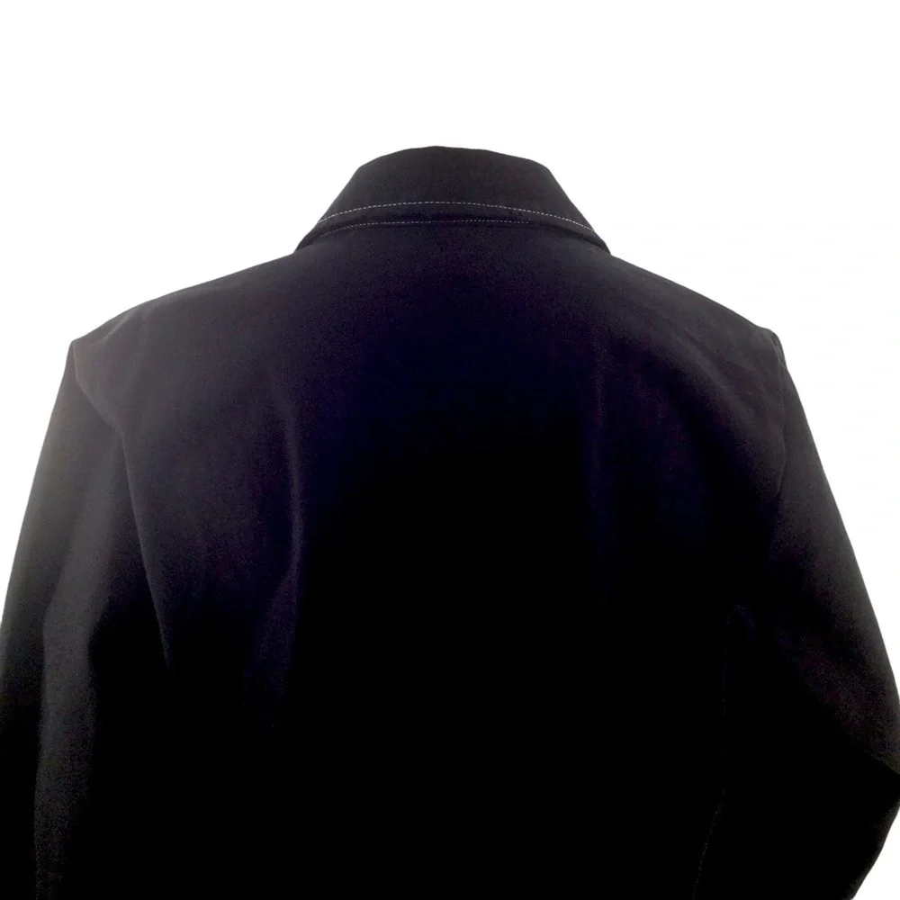 The Weeknd  Black Denim Contrast White Stitch Long Trench Coat
